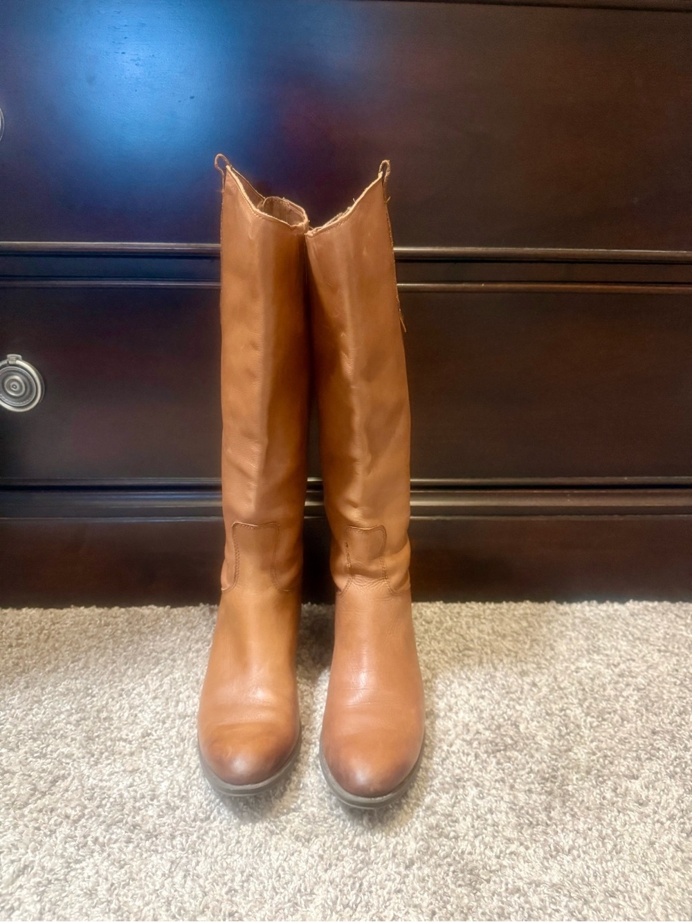 Sam Edelman Cognac Brown Leather Knee Boots